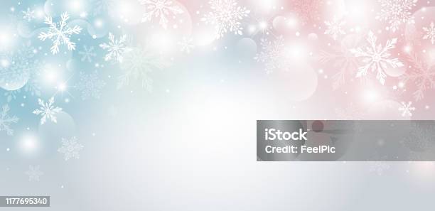 Kerst Achtergrond Ontwerp Van Sneeuwvlok En Bokeh Met Lichteffect Vector Illustratie Stockvectorkunst en meer beelden van Achtergrond - Thema