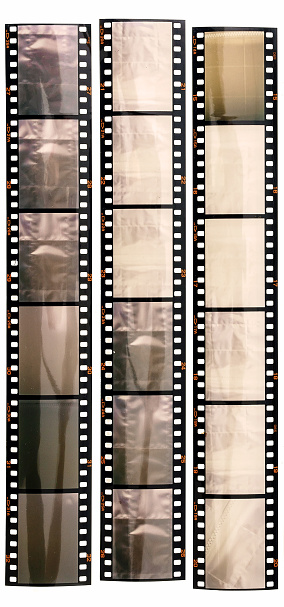 long 35mm film strips isolated