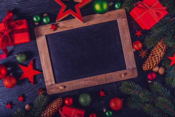istock Christmas flat lay scene with golden decorations 1177696163