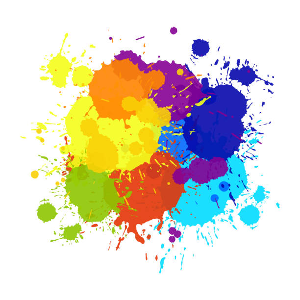 hand bemalt aquarell clipart, regenbogen farbige farbe blots isoliert auf weißem hintergrund. bunte tinte patches set. aquarell kreise oder flecken sammlung. design-element für grußkarten und etiketten, abstrakte hintergrund. - book abstract backgrounds blob stock-grafiken, -clipart, -cartoons und -symbole