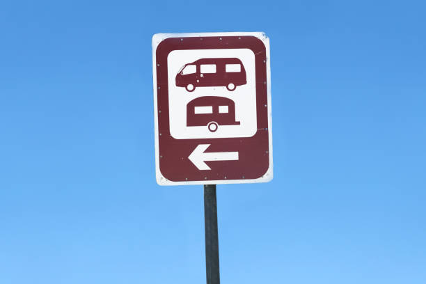 Truck sign above the entrance gate for goods trucks.