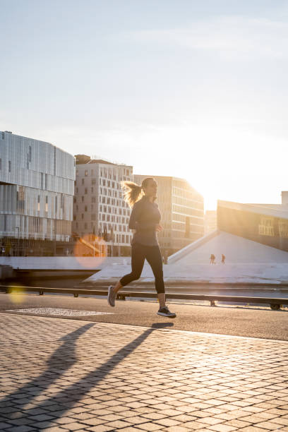 Woman exercising in early morning.