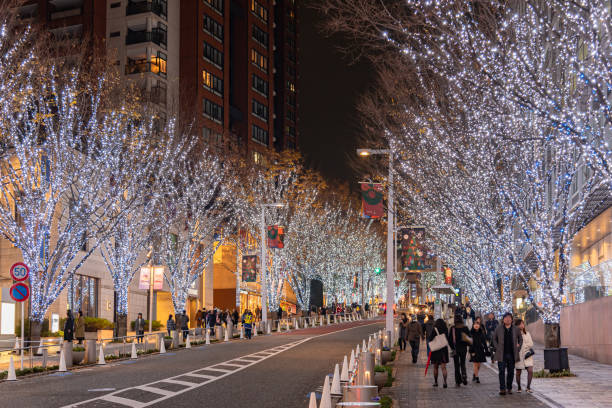 festiwal oświetlenia zimowego roppongi hills ( keyakizaka galaxy illuminations ) - roppongi zdjęcia i obrazy z banku zdjęć