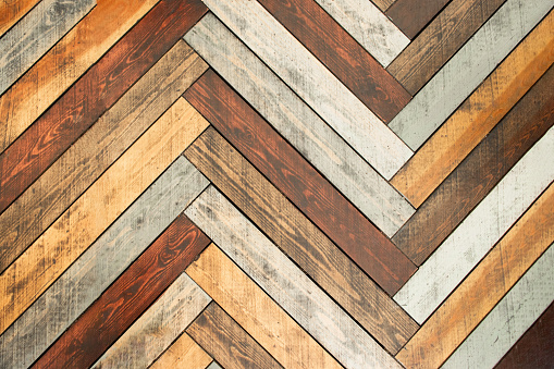 Colorida superficie de madera con fondo de patrón Zig Zag photo