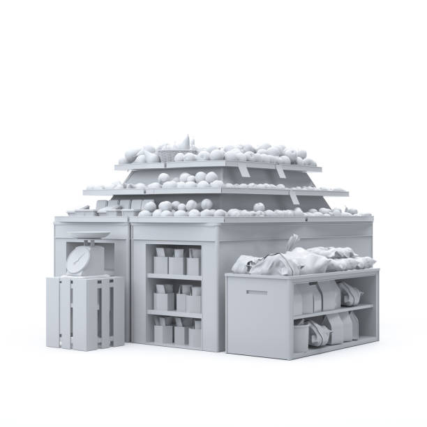 Blank supermarket products on shelves