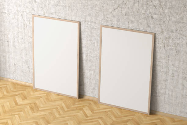 istock Blank interior poster mock up with wooden frame 1177758656