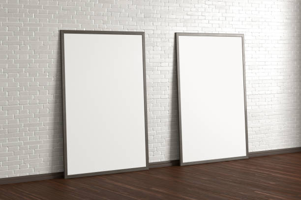 istock Blank interior poster mock up with wooden frame 1177759432