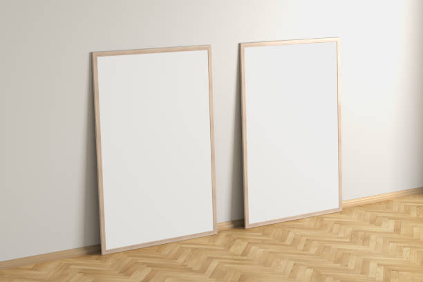 istock Blank interior poster mock up with wooden frame 1177759453