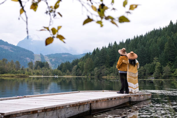istock Two female First Nations dressed in traditional clothing singing 1177762168