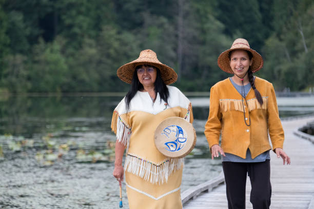 istock Two female First Nations dressed in traditional clothing. 1177762830
