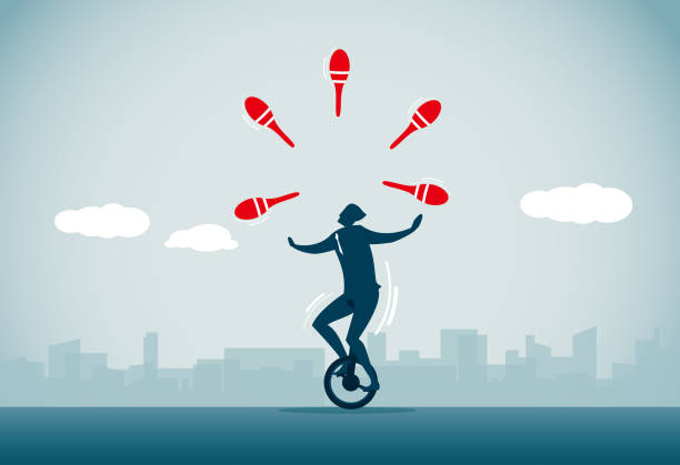 Juggling commercial illustrator agility abstract stock illustrations