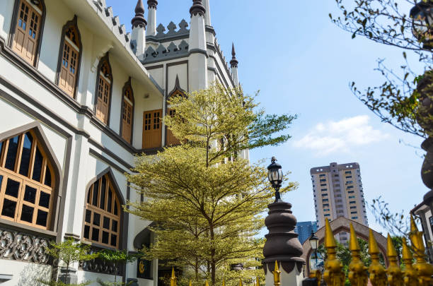 Kampongklam,Singapore - MAR 02, 2019: Sultan Mosque or Also known as Masjid Sultan, the impressive Sultan Mosque in historic Kampong Glam is the focal point for Singapore’s Muslim community.