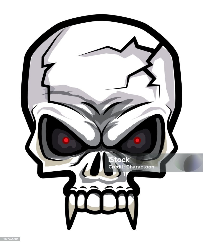 Cartoon Horror Skull In Vector Illustration Isolated Stock Illustration - Download Image Now - iStock