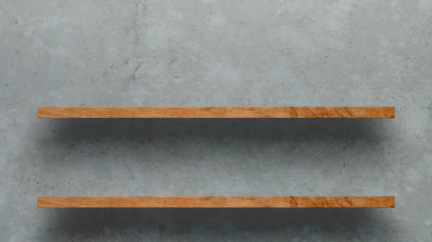 istock Wooden shelf over white concrete wall background 1177771103