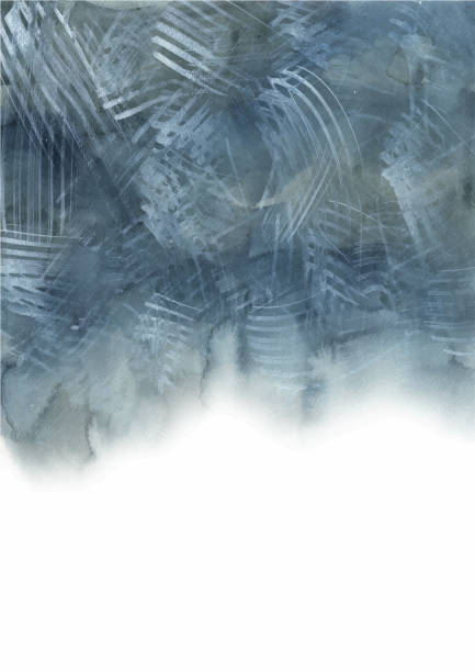 istock Indigo blue and grey with white color brush stroke watercolor hand painting for background decoration. 1177774887