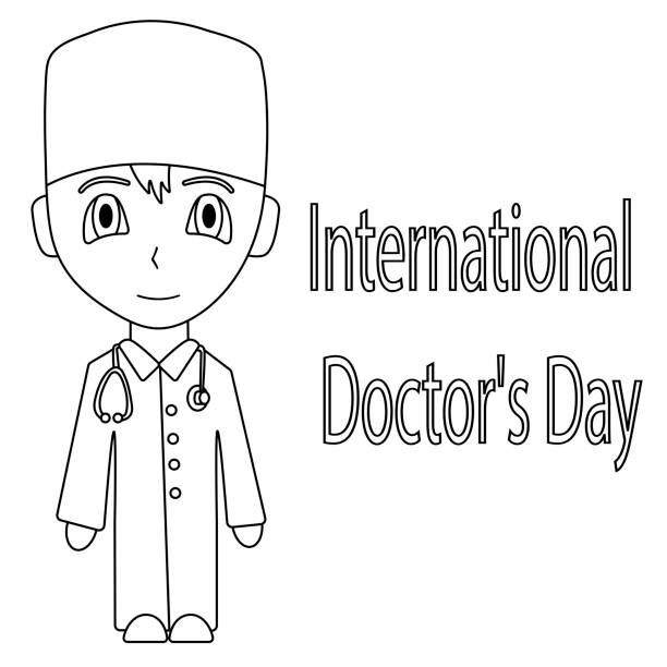  Ilustración de Esquema Del Médico Masculino De Dibujos Animados Día Internacional De Los Médicos Ilustración Vectorial Aislada y más Vectores Libres de Derechos de Adulto
