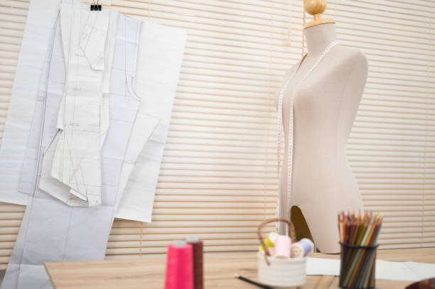 istock Dressmaking equipment placed on the table at the design and tailoring room. 1177788038
