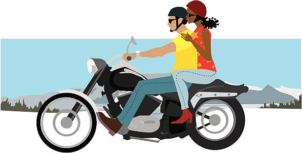 Couple On Motorcycle Stock Illustration - Download Image Now - Motorcycle,  Vector, Two People - iStock