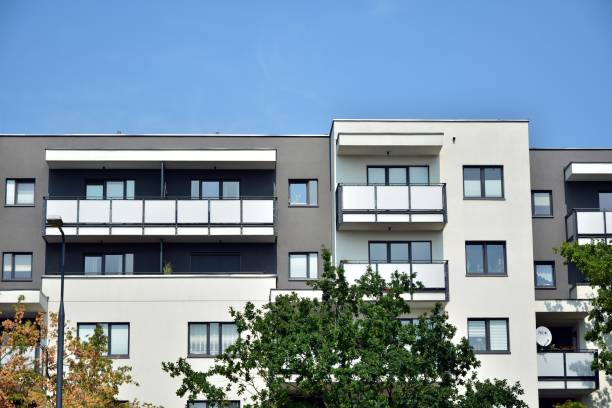 istock Modern apartment buildings on a sunny day with a blue sky. 1177797236