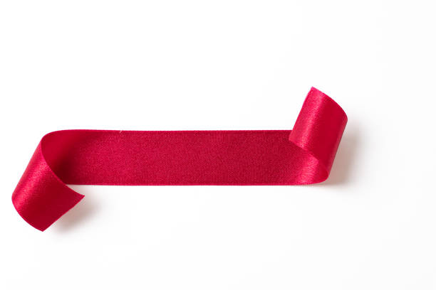 istock Red banners ribbons label on white background 1177797446