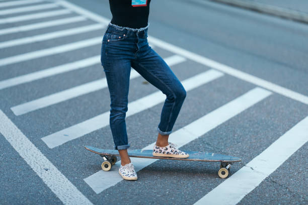 istock Hipster girl skateboard 1177804014