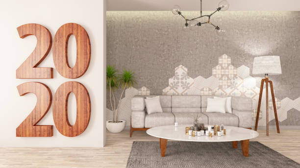 istock 2020 Wooden Sign with Modern Interior 1177808877