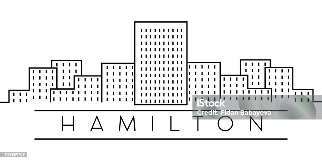 カナダの都市ハミルトンラインは白い背景にアイコンを展開 オンタリオ州 ハミルトンのベクターアート素材や画像を多数ご用意 オンタリオ州