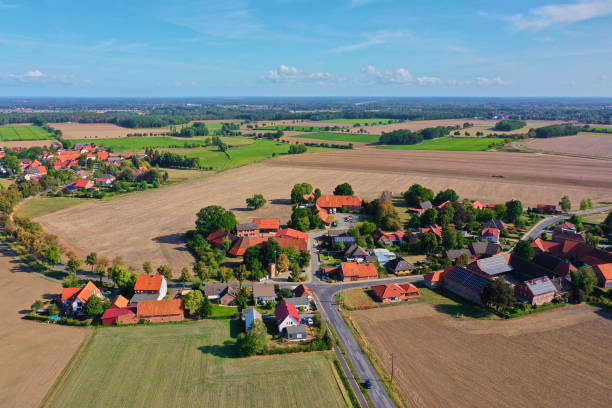 istock Aerial view of a small German village between fields 1177811922