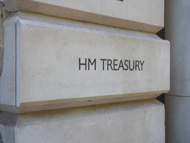 HM Treasury sign in London HMRC (Her Majesty Treasury) sign in London, UK hm government stock pictures, royalty-free photos & images