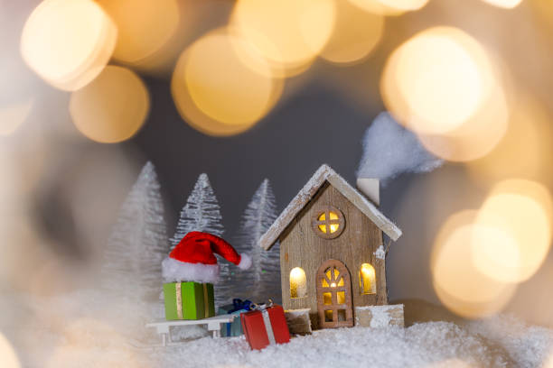 istock Christmas card with house in snow 1177816642