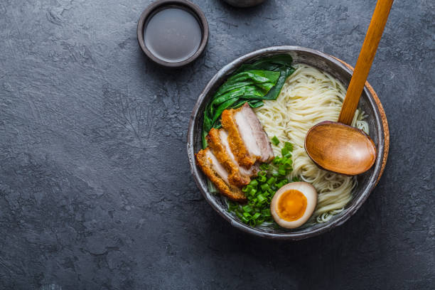 istock Ramen bowl with pork, pak choi and egg, copy space 1177820109