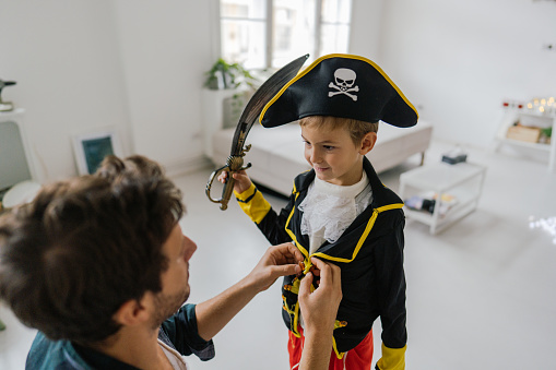 Little pirate getting ready for Halloween
