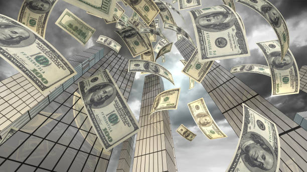 istock Dollar Flying in City 1177829349