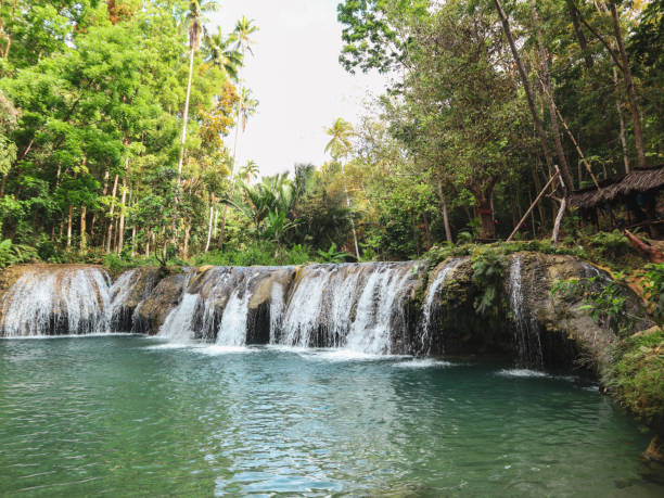 Cambugahay Waterfalls in Siquijor Island, Philippines tropical wild nature adventure in Cambugahay Waterfalls in Siquijor Island, Philippines siquijor island stock pictures, royalty-free photos & images