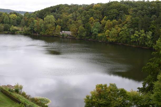 istock caldera lake Ulmener Maar in autumn 1177834475