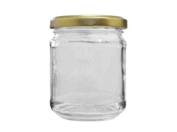 istock Empty glass jar closed with metal lid on white background 1177835089