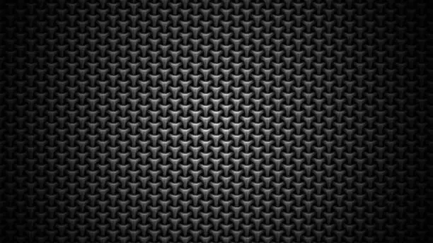 Photo of Black stainless steel mesh background. Modern steel 3d illustration. Futuristic technology carbon fiber texture.