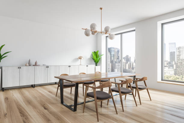 istock White dining room corner with wooden floor 1177837562