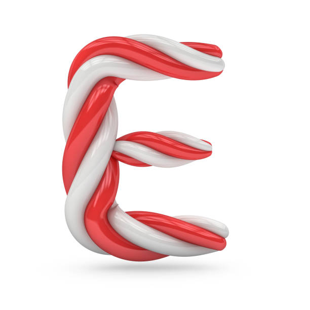 Uppercase candy and sugar font. Letter E. 3D Uppercase candy and sugar font. Letter E. 3D rendering 3d red letter e stock pictures, royalty-free photos & images