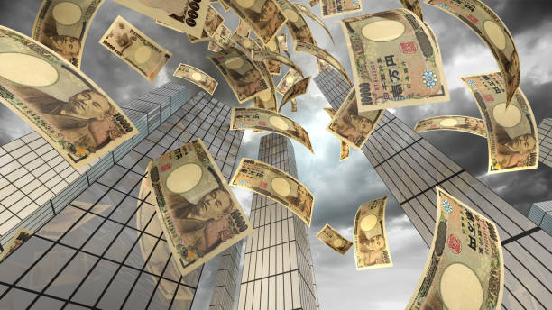 Yen Flying in City