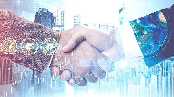istock Handshake in city, business infographics 1177838844