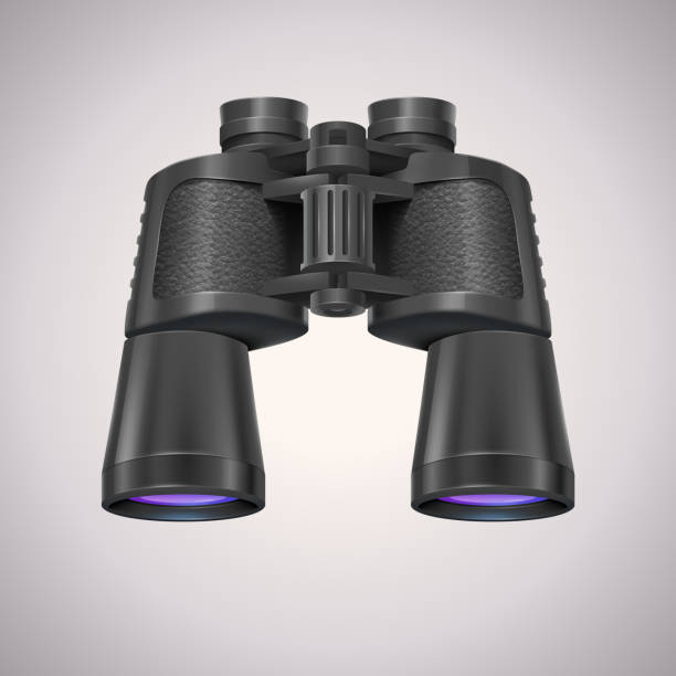 흰색 배경의 쌍안경 아이콘 - focus binoculars spy eyesight stock illustrations