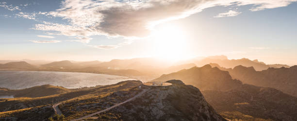 Panoramic sunset A sunset in the mountains and the sea ls island stock pictures, royalty-free photos & images