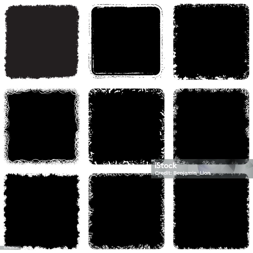 Distressed Rounded Rectangle Rounded Rectangle Frame Setset Stock Illustration - Download Image Now ...