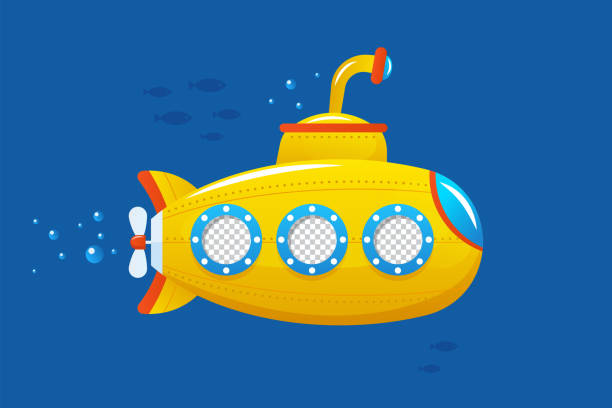 ilustrações de stock, clip art, desenhos animados e ícones de kids marine vector - submarine