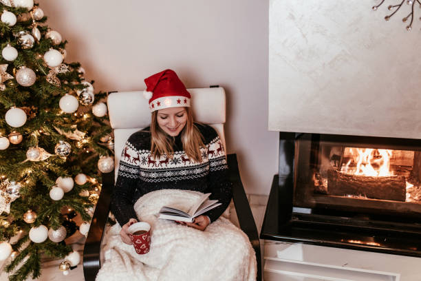 istock Woman in Christmas home 1177846982