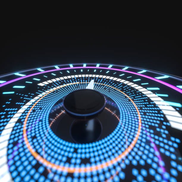 Digital drawing of dashboard with glowing lines, 3d rendering.