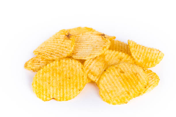 istock Pile of potato chips isolated on a white background 1177851076