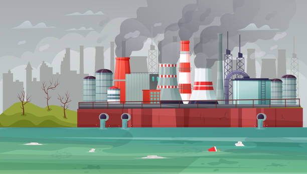 istock Environmental pollution vector illustration. Air pollution, pollutant fog gas and industrial smog. 1177851296