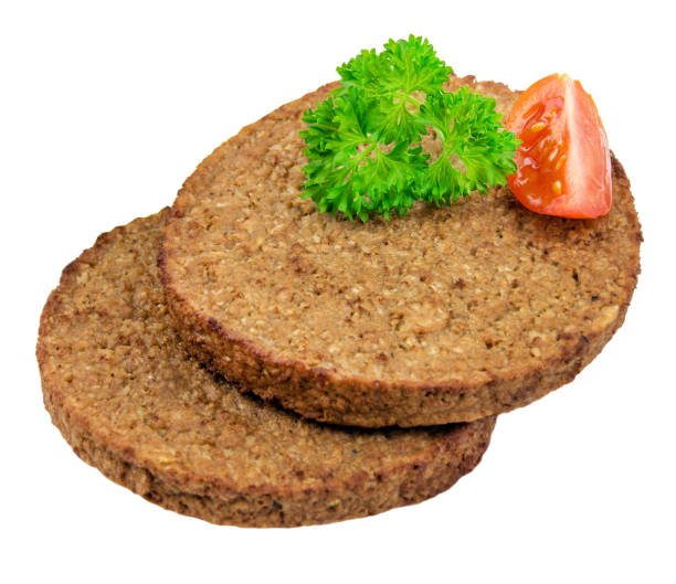 Vegetarian Burger isolated against white background Vegetarian Burger isolated against white background close up meat substitute stock pictures, royalty-free photos & images